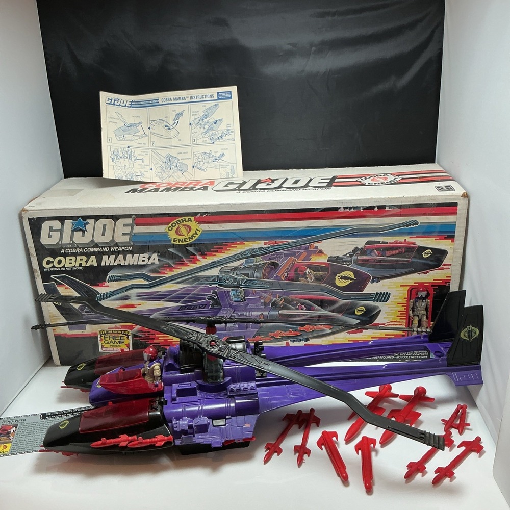 Vintage 1987 GI Joe Cobra Mamba Helicopter 100% COMPLETE W/ Box & Gyro-Viper